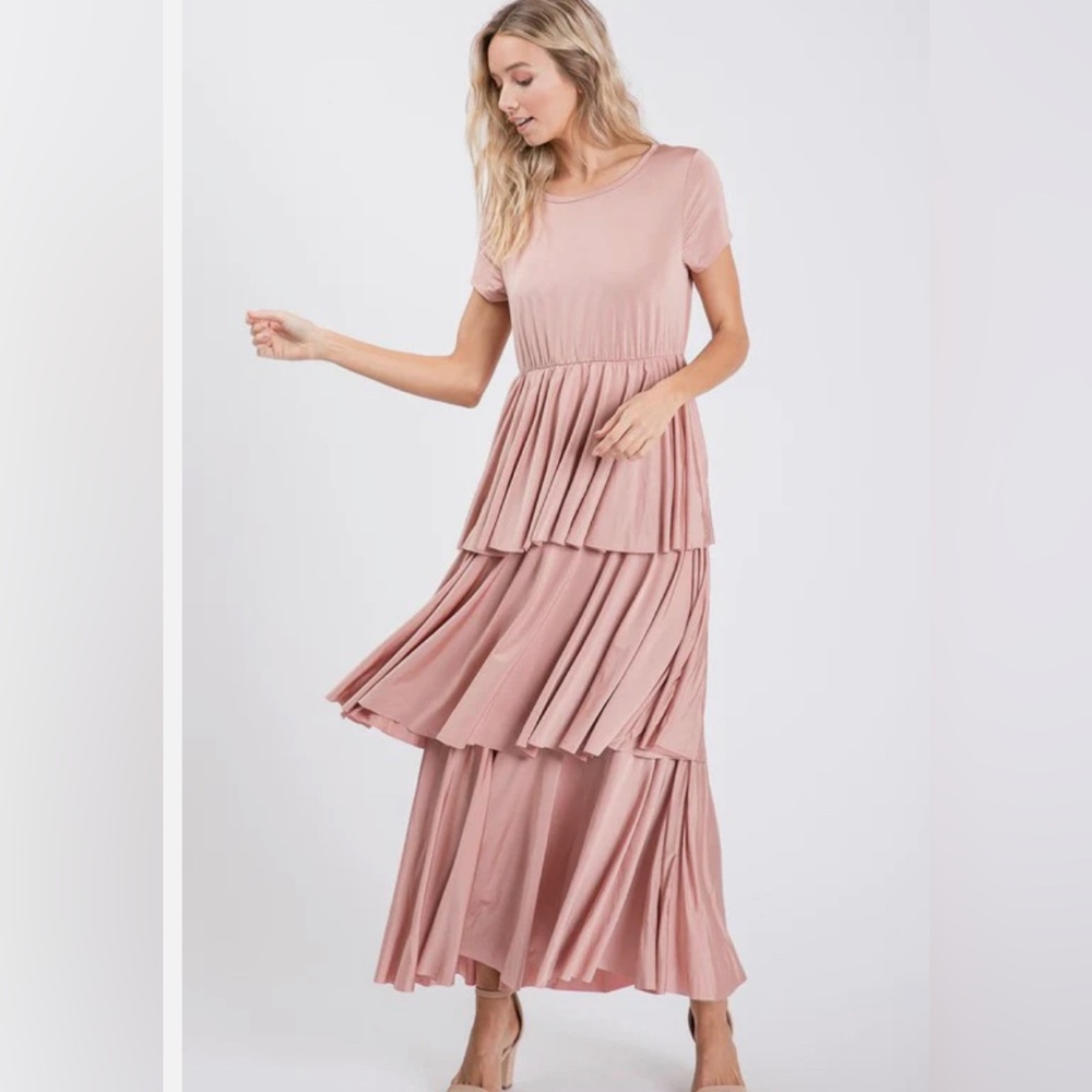 Blush pink tiered dress